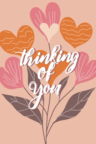 Thinking Of You Floral Hearts, wall art by casa cartissi