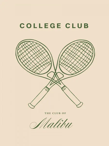 Malibu Tennis Club, wall art by Treechild