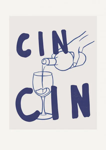 Cheers in Blue, wall art by Treechild