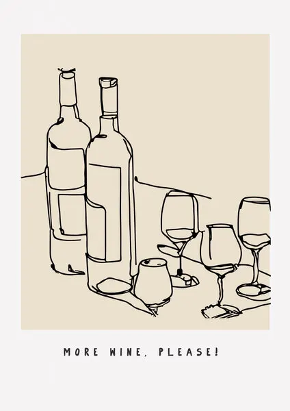 Wine Line Sketch, wall art by Treechild