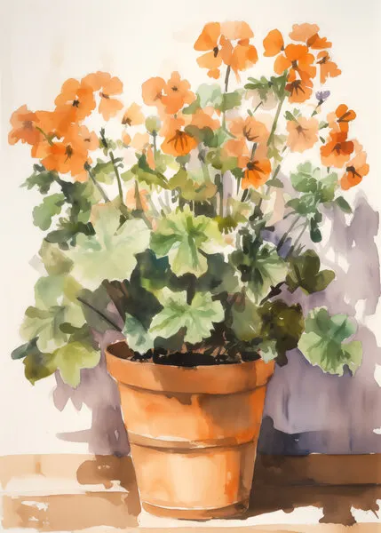 Vibrant Potted Geraniums, wall art by Andreas Magnusson