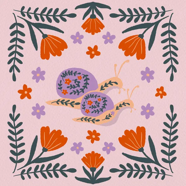 Whimsical Garden Snails, wall art by Angela Minca