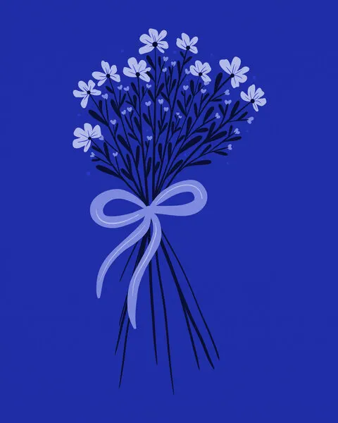 Blue Floral Bouquet, wall art by Angela Minca