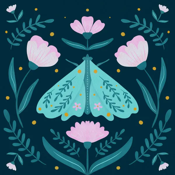 Enchanted Night Moth, wall art by Angela Minca
