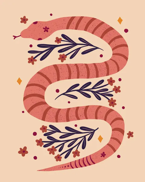 Mystical Floral Snake, wall art by Angela Minca