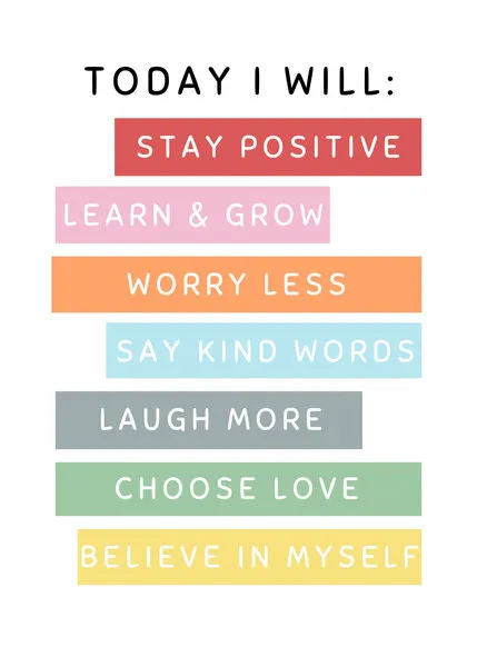 Daily Positive Affirmations, wall art by Kristina N. - SoulArt Shop