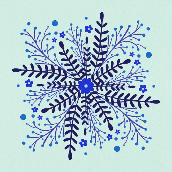 Folksy Blue Snowflake, wall art by Angela Minca