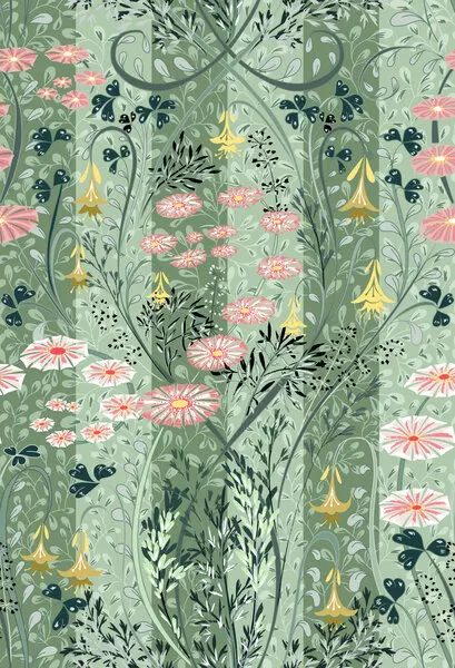 Meadow Scent Sage Green Pattern, wall art by Annick