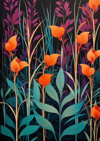 Vibrant Dark Botanicals, wall art by Andreas Magnusson