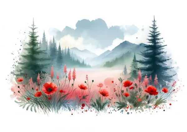Misty Mountain Poppies, wall art by Tonya van Schalkwyk