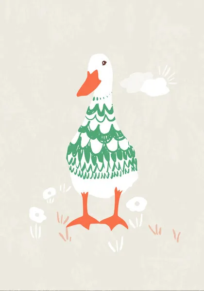 Whimsical Green Duck, wall art by Annick