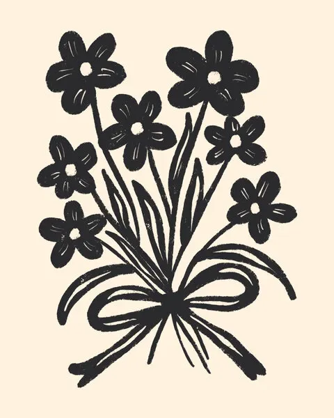 Black Floral Bouquet, wall art by Angela Minca