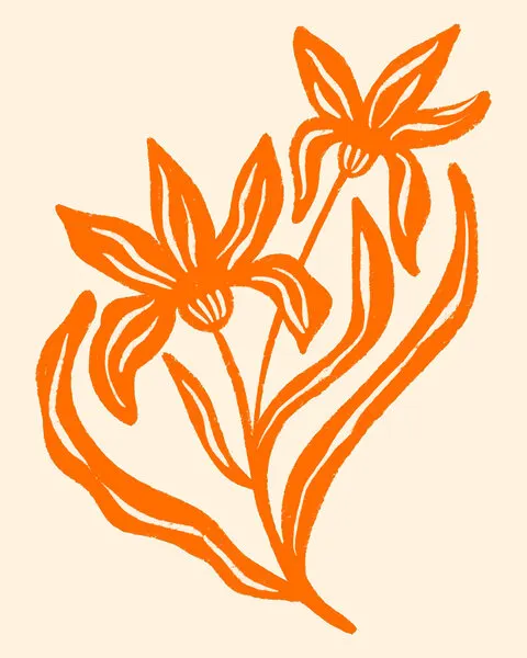 Warm Orange Botanicals, wall art by Angela Minca