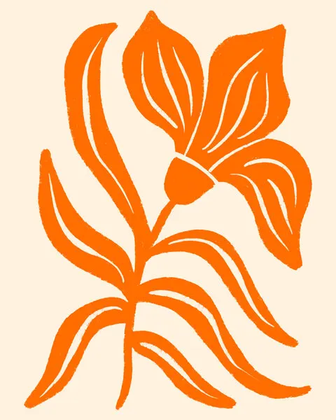 Orange Botanical Bloom, wall art by Angela Minca