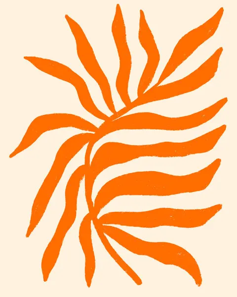 Vibrant Orange Botanical Forms, wall art by Angela Minca