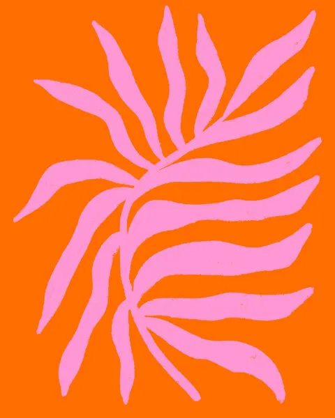 Orange Pink Botanicals, wall art by Angela Minca