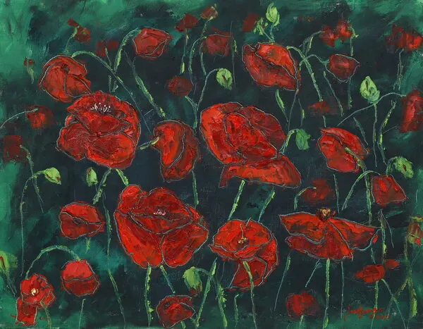 Wild Red Poppies, wall art by Jukyong Park