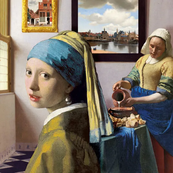 Dutch Girl And Milkmaid, wall art by Marja van den Hurk