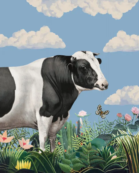 Tropical Dream Cow, wall art by Marja van den Hurk