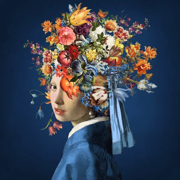 Girl with Floral Crown, wall art by Marja van den Hurk