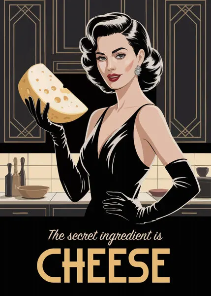 Retro Glamour Cheese, wall art by Andreas Magnusson