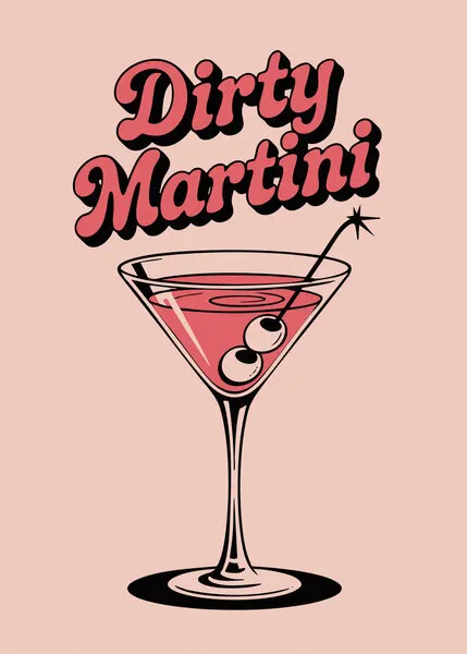 Retro Dirty Martini, wall art by Andreas Magnusson