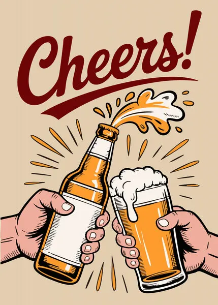 Golden Beer Cheers, wall art by Andreas Magnusson