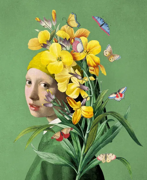 Floral Dream Portrait, wall art by Marja van den Hurk