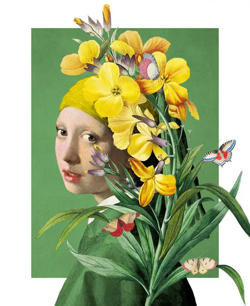 Yellow Floral Portrait, wall art by Marja van den Hurk