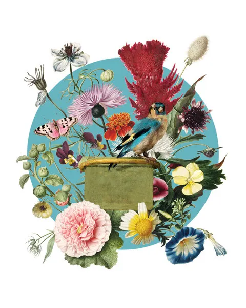 Goldfinch Garden Flowers, wall art by Marja van den Hurk