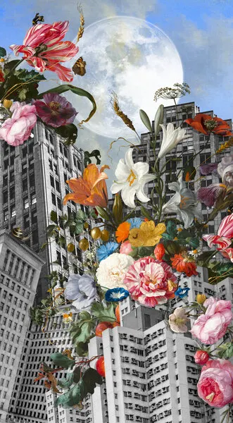 Moonlit Urban Blooms, wall art by Marja van den Hurk