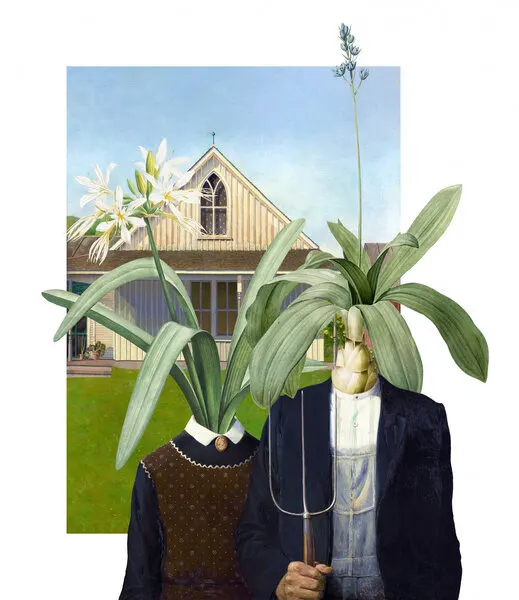 Botanical Farm Couple, wall art by Marja van den Hurk