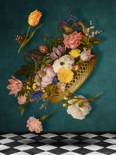 Vintage Floral Cascade, wall art by Marja van den Hurk