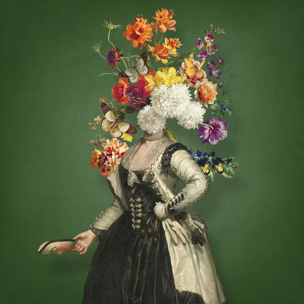 Baroque Floral Lady, wall art by Marja van den Hurk