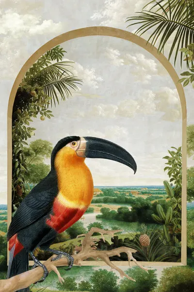 Golden Toucan Jungle Arch, wall art by Marja van den Hurk