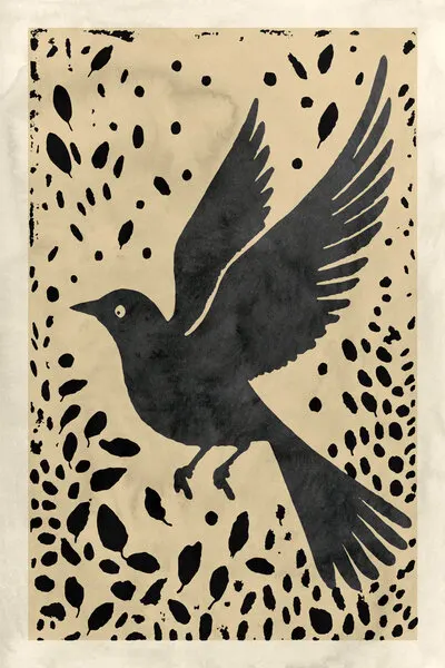 Black Bird in Flight, wall art by cartissi