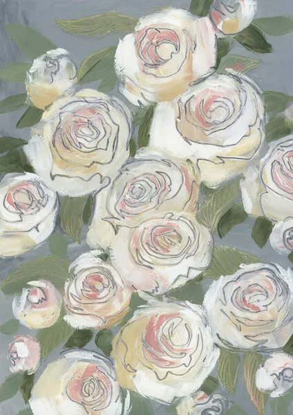 Painterly White Roses, wall art by Rosana Laiz Blursbyai