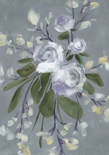 Lavender Rose Bouquet, wall art by Rosana Laiz Blursbyai