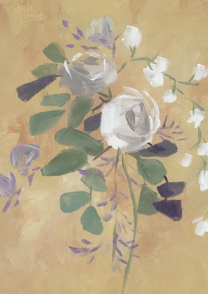 Painterly Gold Flowers, wall art by Rosana Laiz Blursbyai