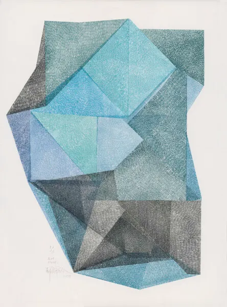 Faceted Blue Green Geometry, wall art by Paulina Vårregn