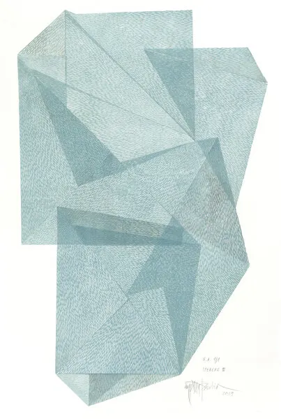 Geometric Blue Layers, wall art by Paulina Vårregn
