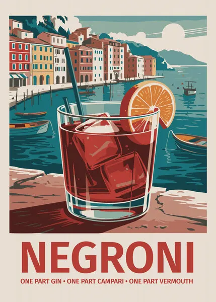 Negroni Coastal Village, wall art by Andreas Magnusson