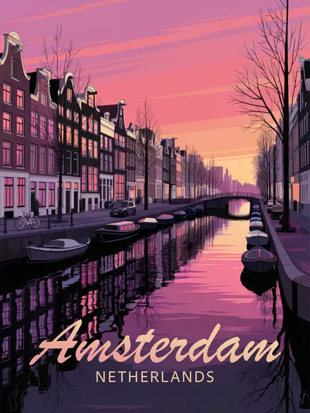 Amsterdam Sunset Canal, wall art by Andreas Magnusson
