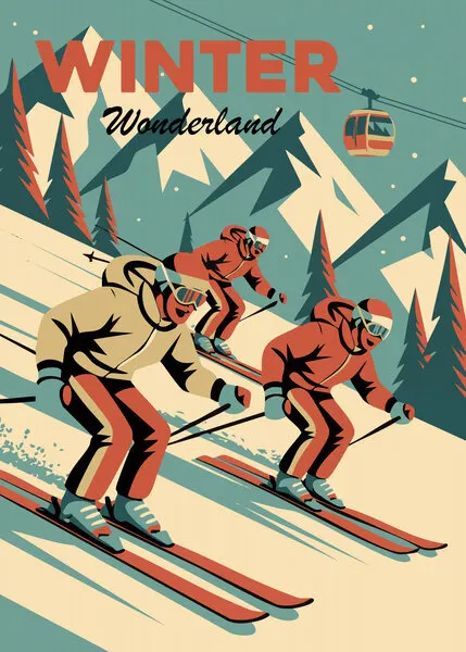 Winter Wonderland Skiers, wall art by Andreas Magnusson