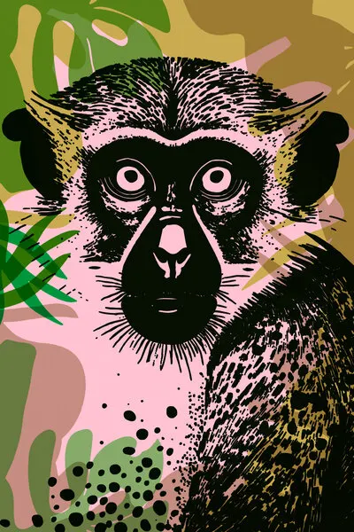 Vibrant Tropical Monkey, wall art by casa cartissi