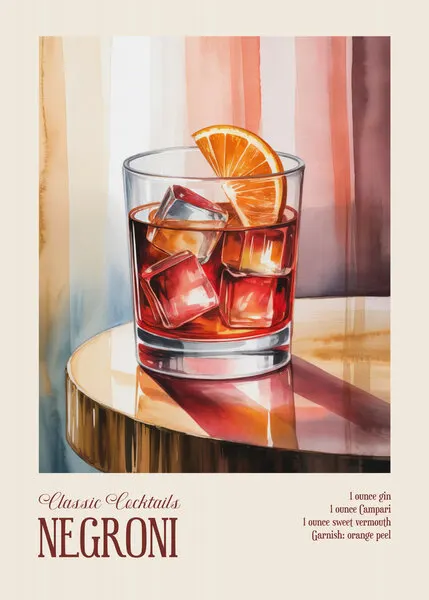 Classic Negroni Cocktail, wall art by Andreas Magnusson