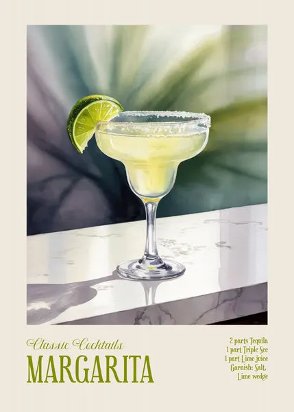 Classic Margarita Cocktail, wall art by Andreas Magnusson