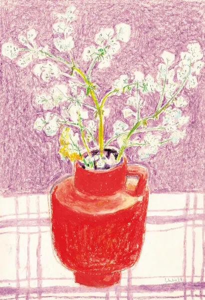 Bright Flowers Red Vase, wall art by Catalina Somolinos