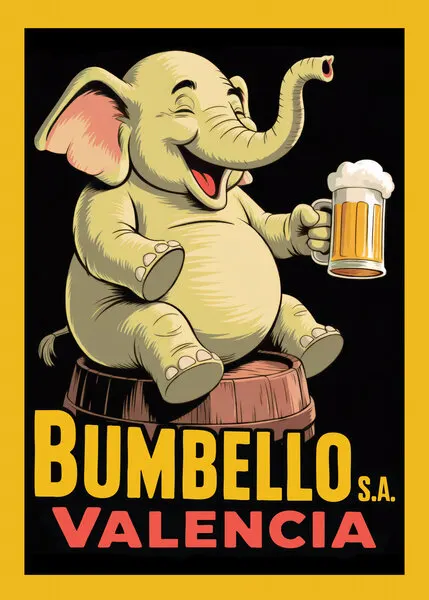 Cheerful Elephant With Beer, wall art by Andreas Magnusson