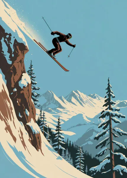 Retro Mountain Ski Jump, wall art by Andreas Magnusson